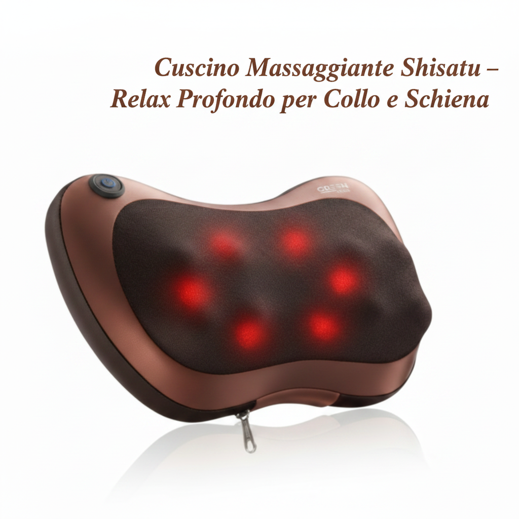 Cuscino Massaggiante Shiatsu con Calore – Massaggio Profondo per Collo, Schiena e Spalle | Sollievo Immediato dal Dolore