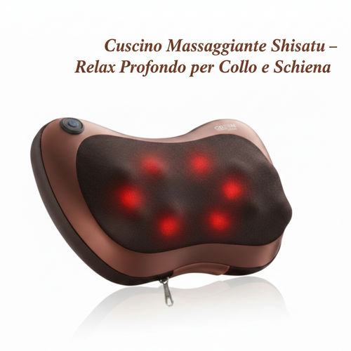 Cuscino Massaggiante Shiatsu con Calore – Massaggio Profondo per Collo, Schiena e Spalle | Sollievo Immediato dal Dolore
