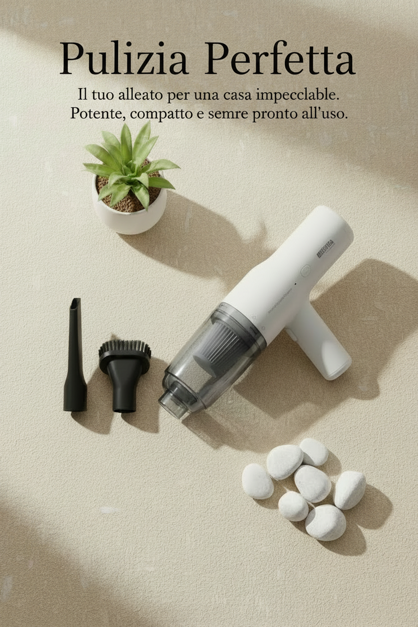Aspirapolvere Portatile Senza Fili Ricaricabile – Potente, Leggero e Compatto per Auto, Casa e Ufficio