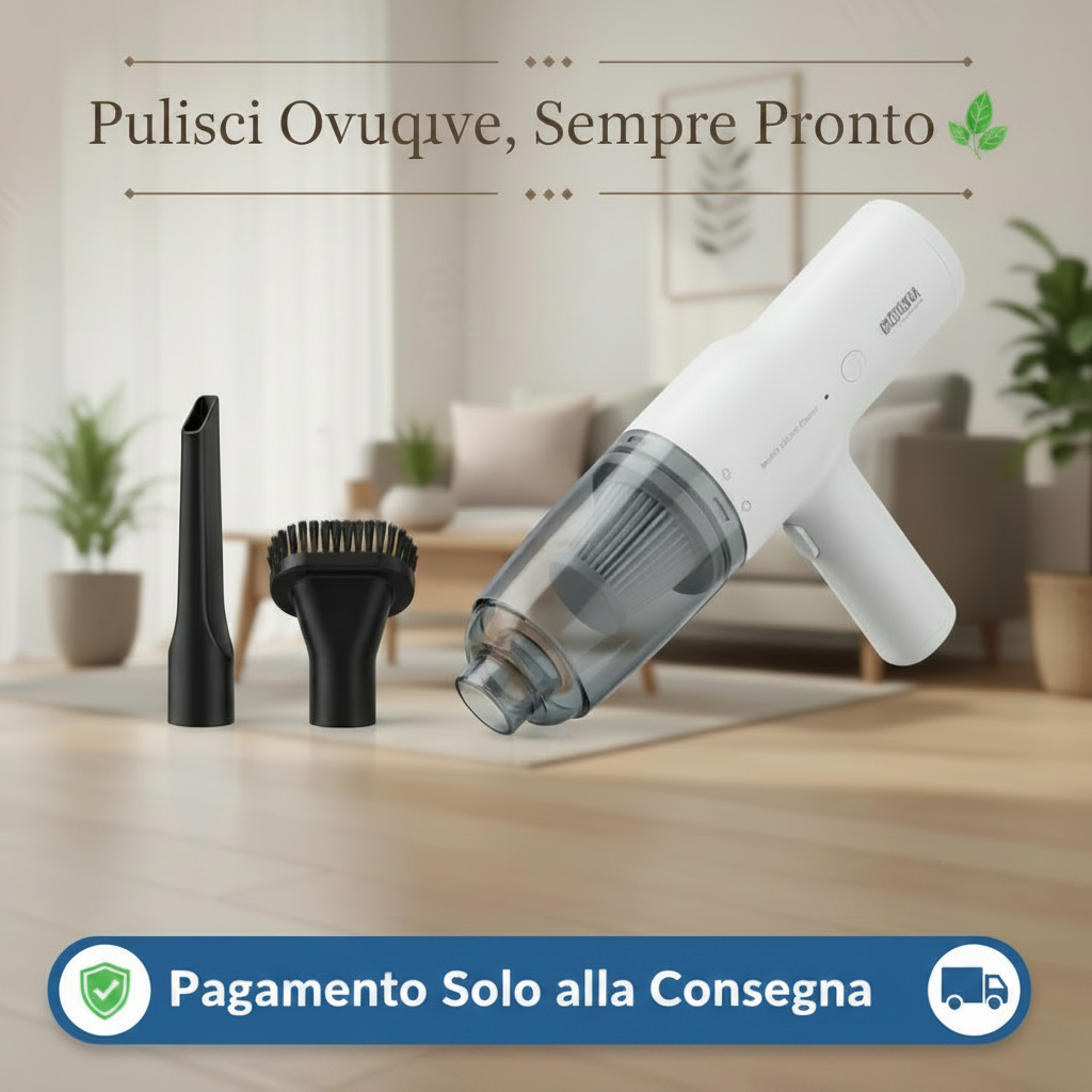 Aspirapolvere Portatile Senza Fili Ricaricabile – Potente, Leggero e Compatto per Auto, Casa e Ufficio