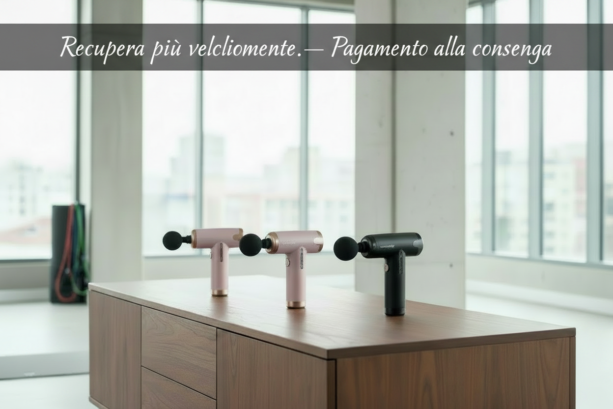 Pistola Massaggiante Muscolare Professionale – Massaggio a Percussione Profonda, 4 Testine Intercambiabili, Ricaricabile USB, Silenziosa – Sollievo Immediato per Muscoli e Schiena
