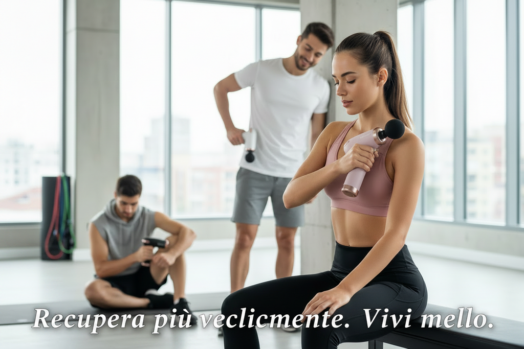 Pistola Massaggiante Muscolare Professionale – Massaggio a Percussione Profonda, 4 Testine Intercambiabili, Ricaricabile USB, Silenziosa – Sollievo Immediato per Muscoli e Schiena