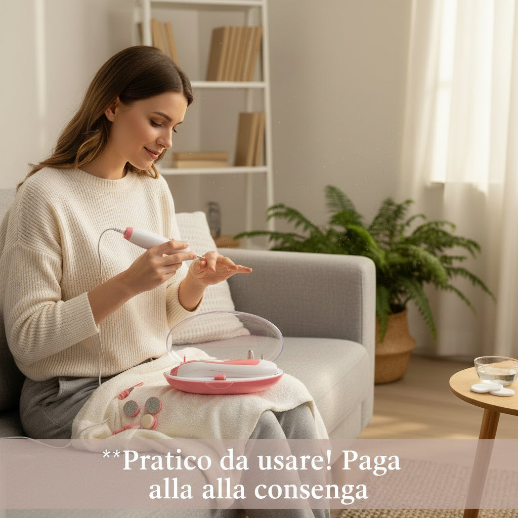 Kit Professionale per Manicure e Pedicure Elettrico 5 in 1 – Lima Unghie Ricaricabile con Testine Intercambiabili, Ideale per Unghie Naturali e Gel – Pagamento alla Consegna